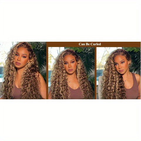 Honey Blonde 13X4 HD Lace Front Wig Human Hair Highlight Straight Lace Frontal Wigs Human Hair Pre Plucked 28 Inch 180 Density Ombre Wigs for Women P4/27 Colored Glueless Wig with Baby Hair